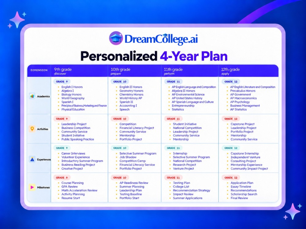 DreamCollege.ai Personalized 4-Year Plan