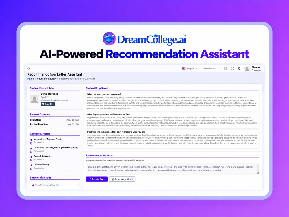 DreamCollege.ai AI-Powered Recommendation Assistant