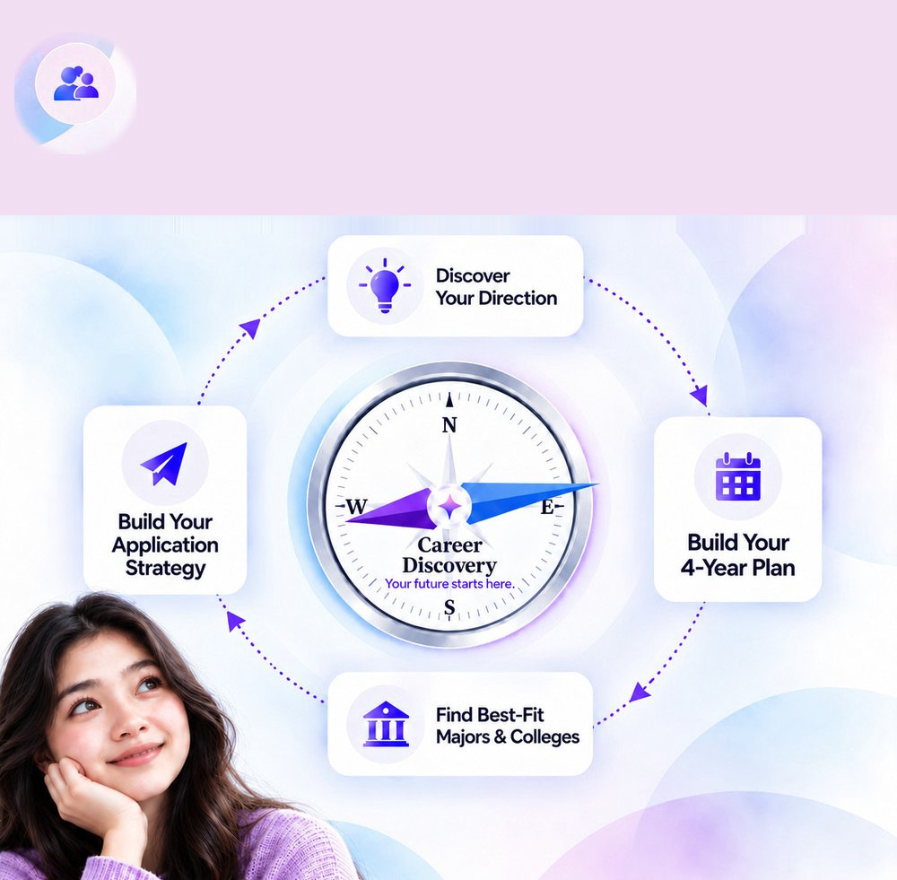 A student planning her path with the Career Discovery compass
